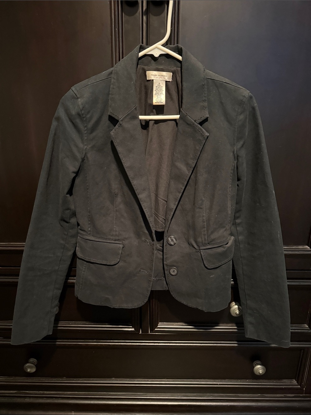 Isaac Mizrahi Black Tailored Cotton-Blend Blazer